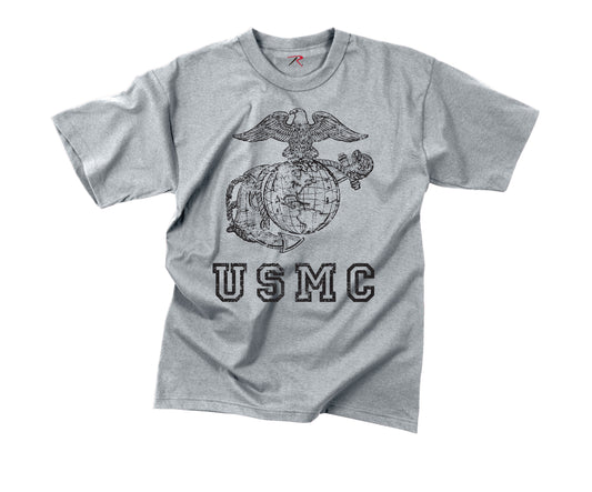 T-shirt: Vintage USMC Eagle, Globe, and Anchor on Grey