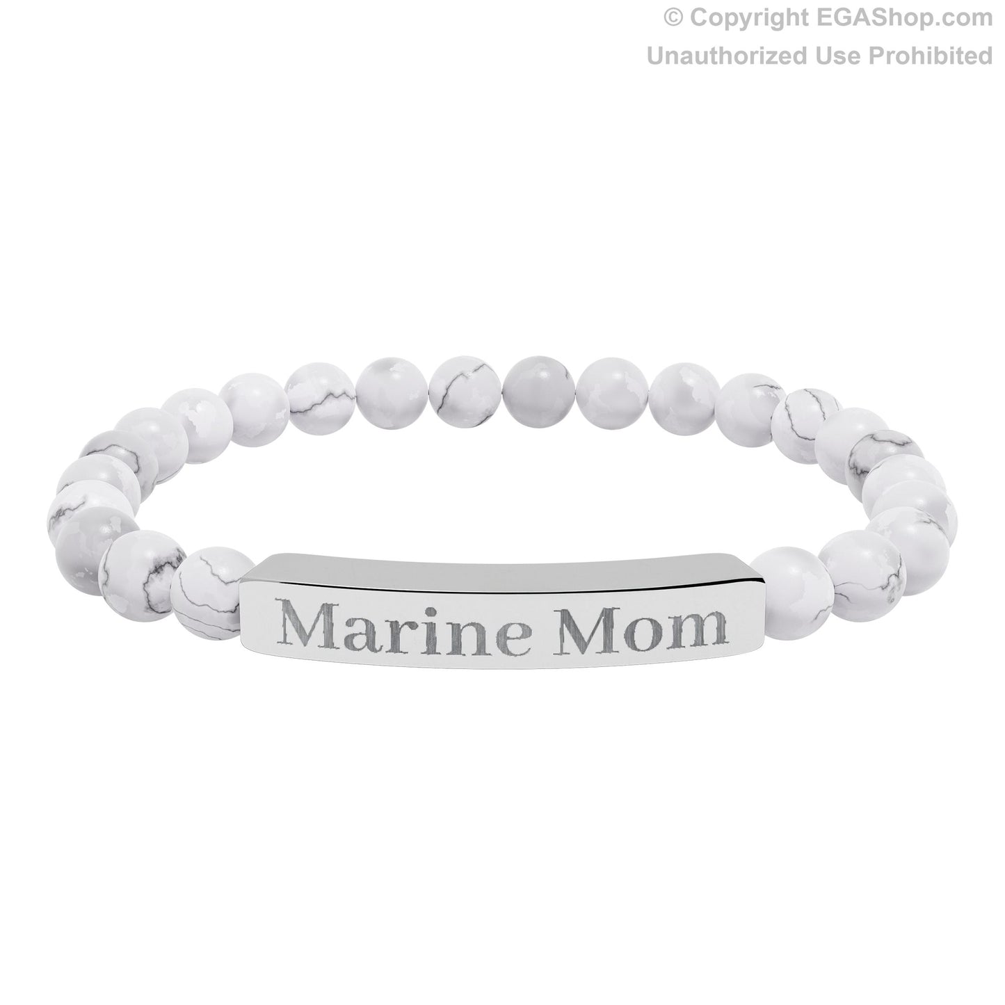 Marine Mom Natural Stone Bead Bracelet