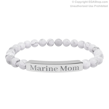Marine Mom Natural Stone Bead Bracelet
