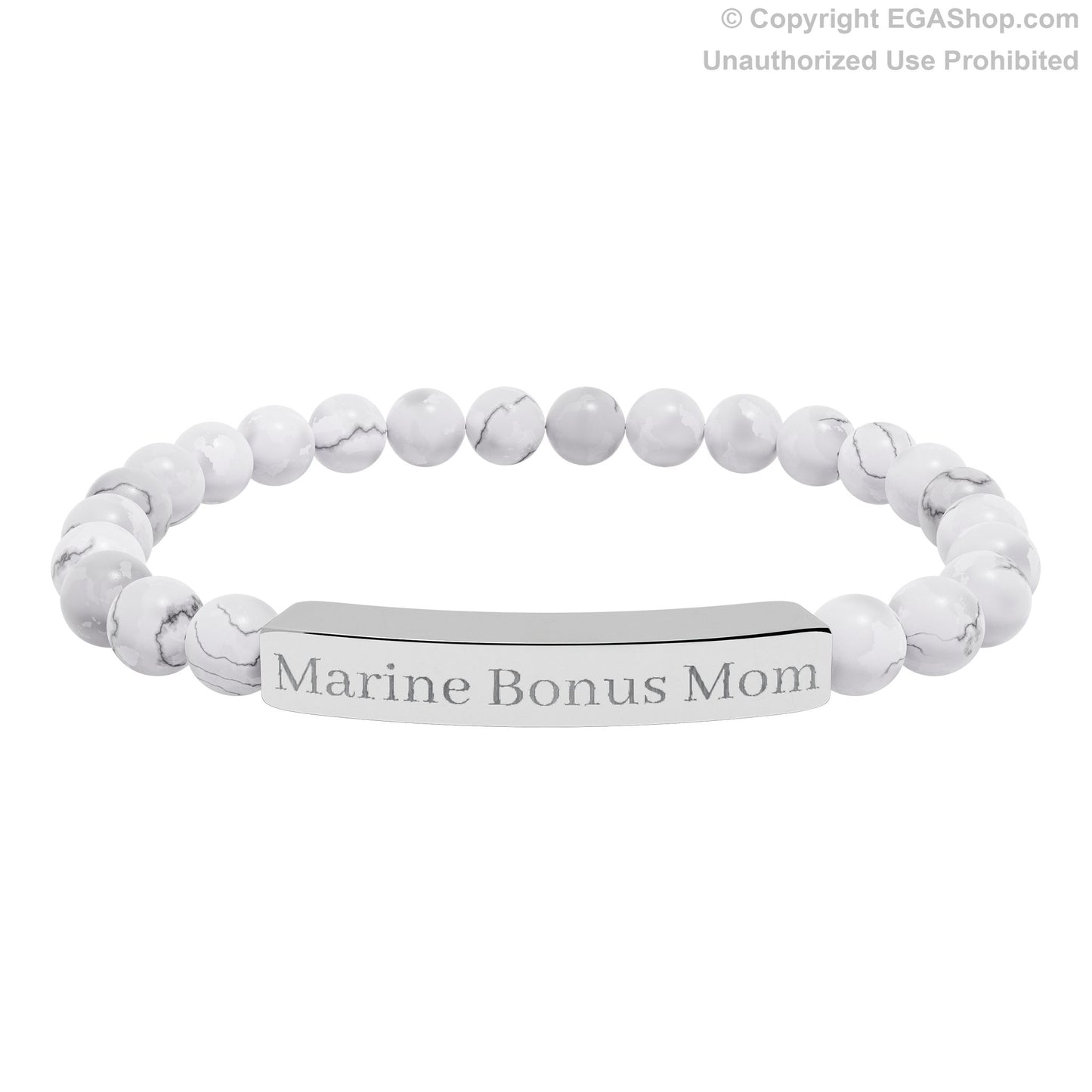 Marine Bonus Mom Natural Stone Bead Bracelet