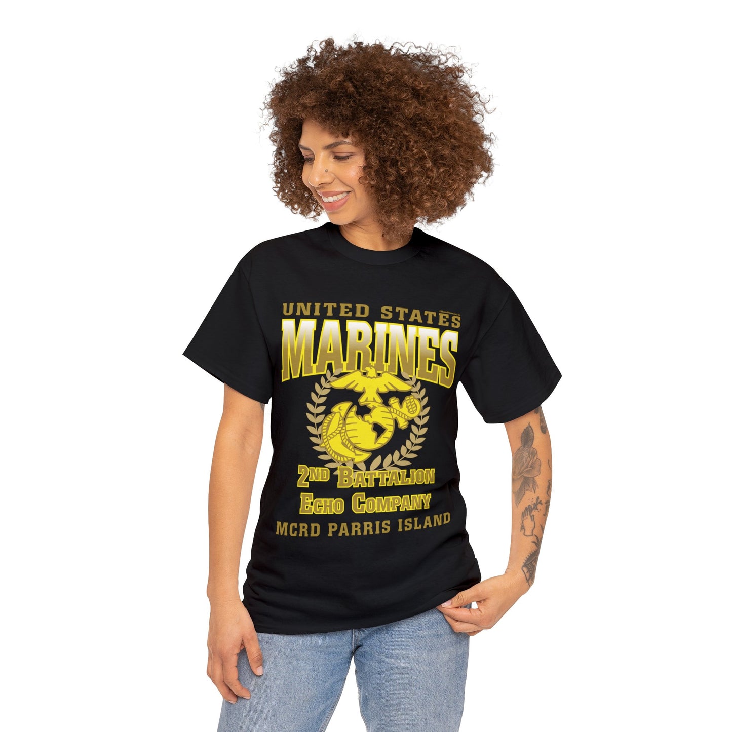 T-Shirt: Echo Co. MCRD Parris Island (EGA + Back Proud Family)