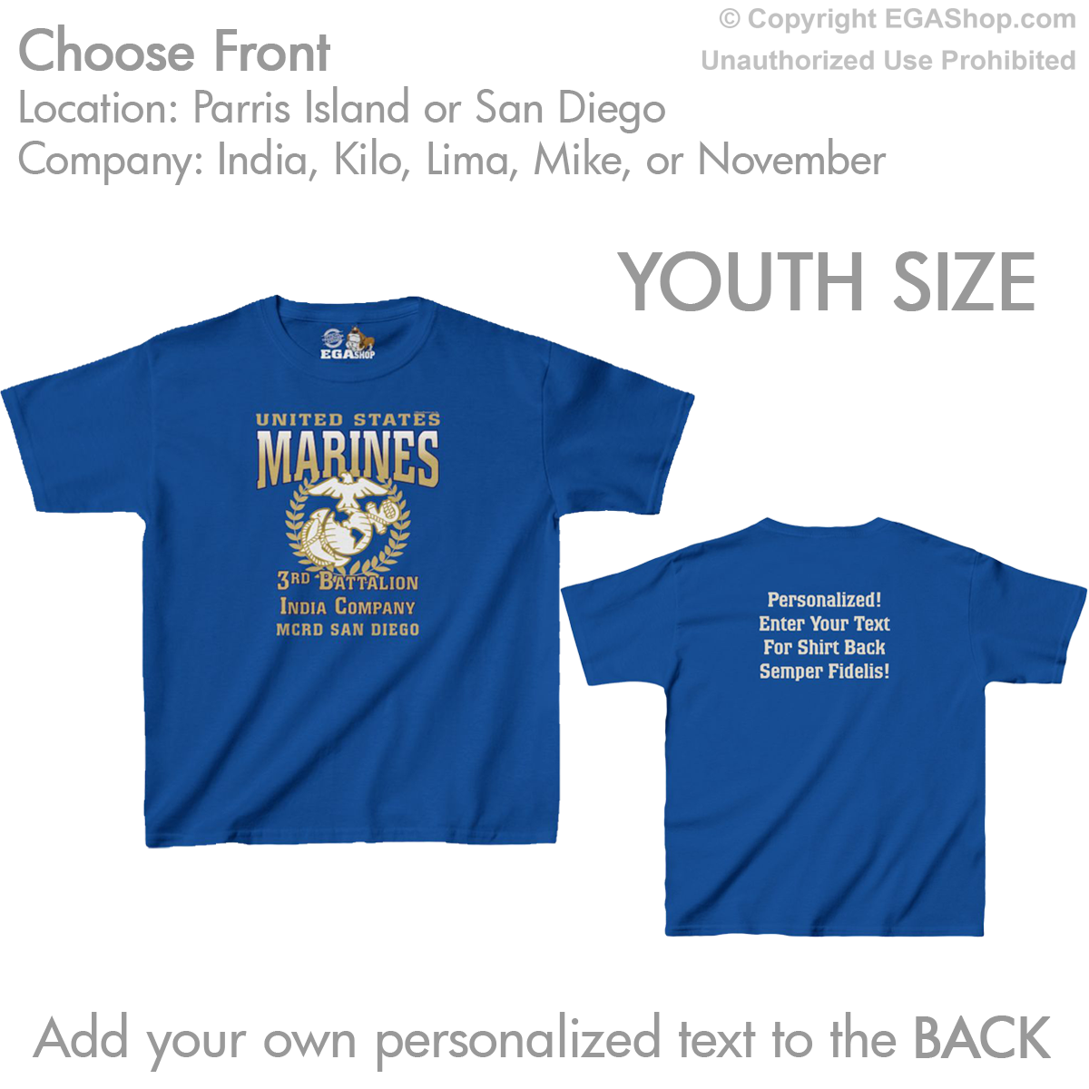 3rd Btn Choose Company & Personalized Back (YOUTH T-Shirt)