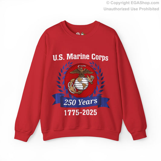 U.S. Marine Corps 250 Years Sweatshirt, Unisex Pullover, Commemorative Apparel