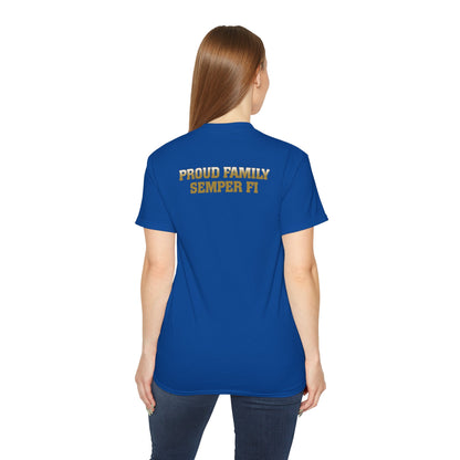 T-Shirt: India Co. MCRD Parris Island (EGA + Back Proud Family)