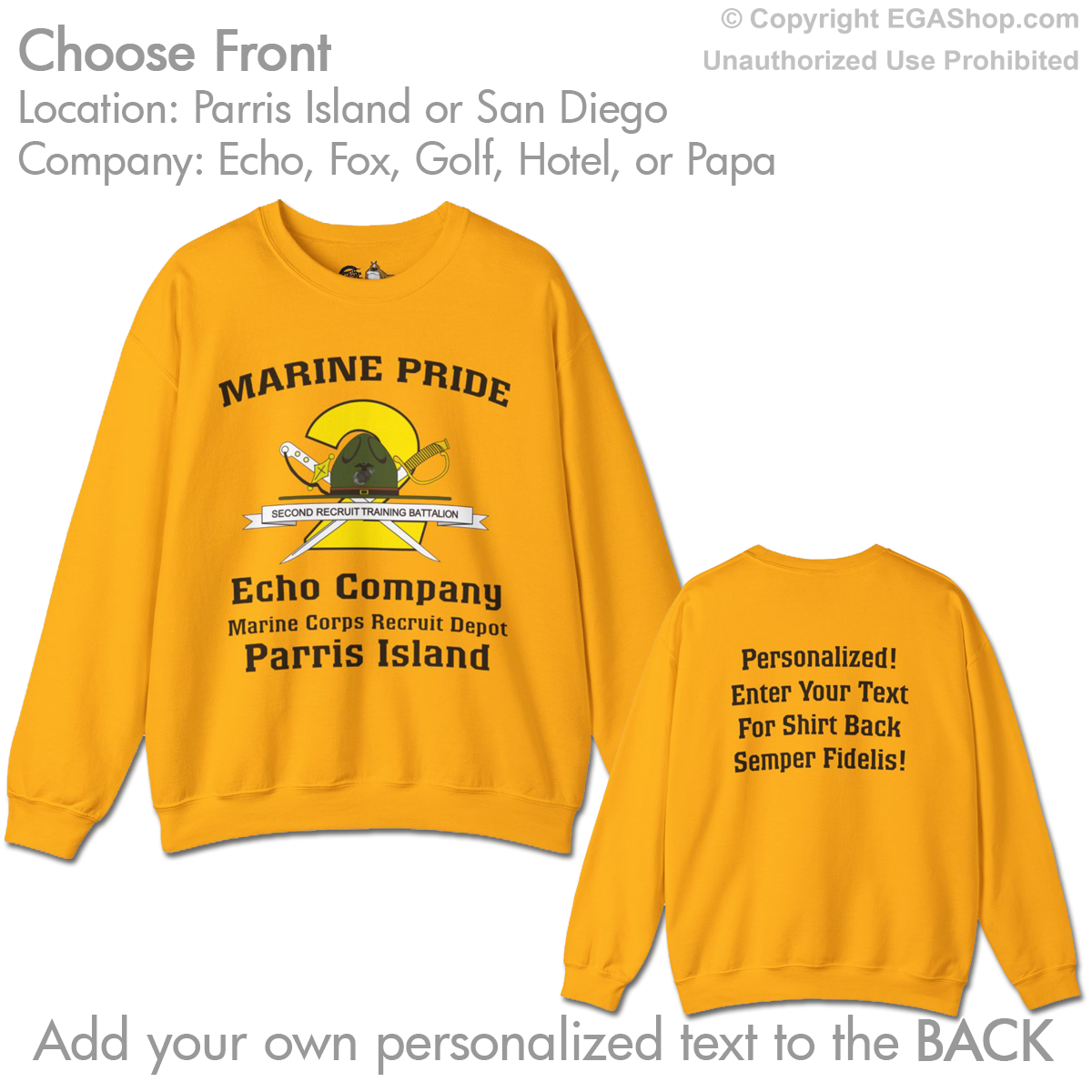 2nd Btn CREST Choose Company & Personalized Back (Sweatshirt)