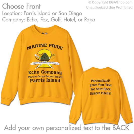 2nd Btn CREST Choose Company & Personalized Back (Sweatshirt)