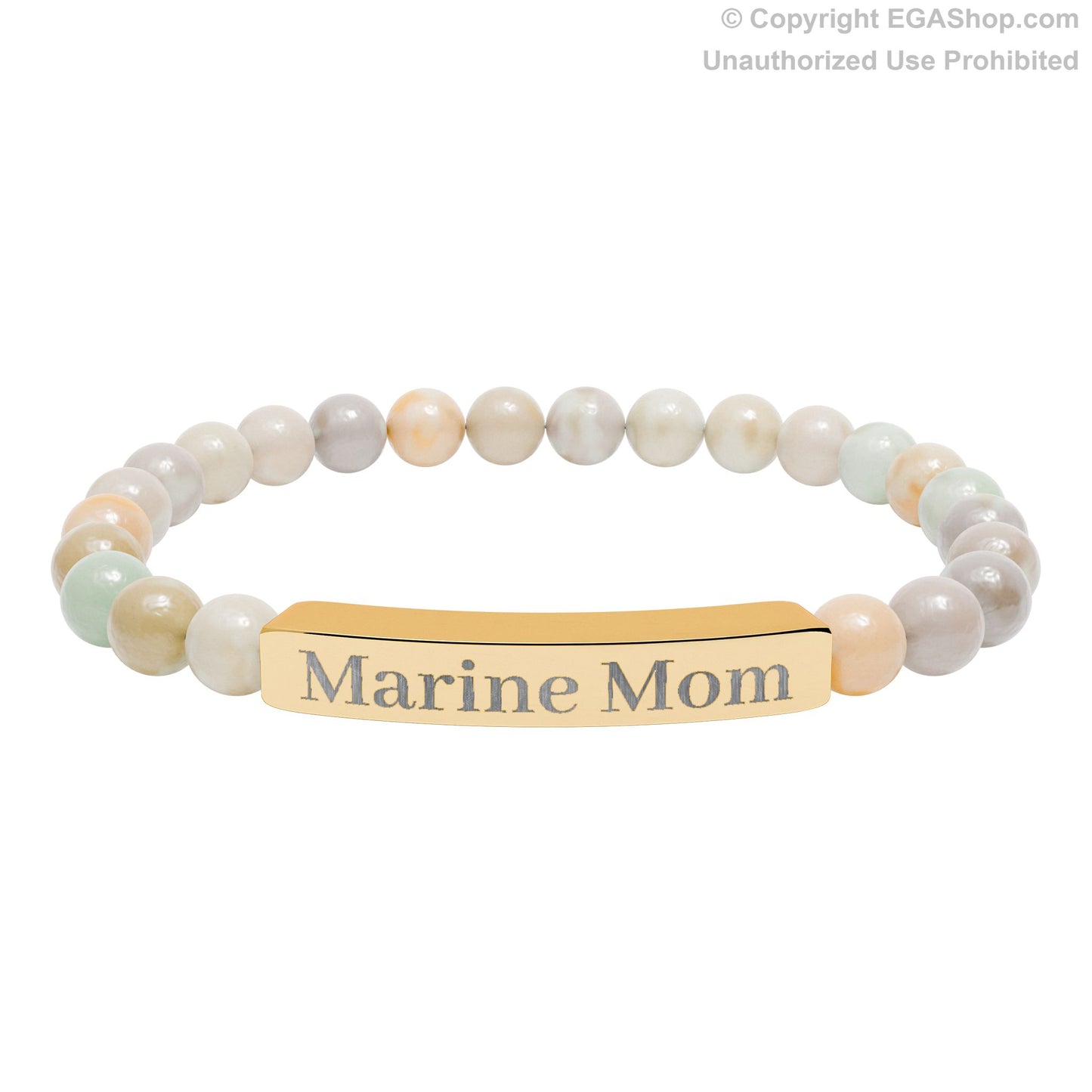 Marine Mom Natural Stone Bead Bracelet