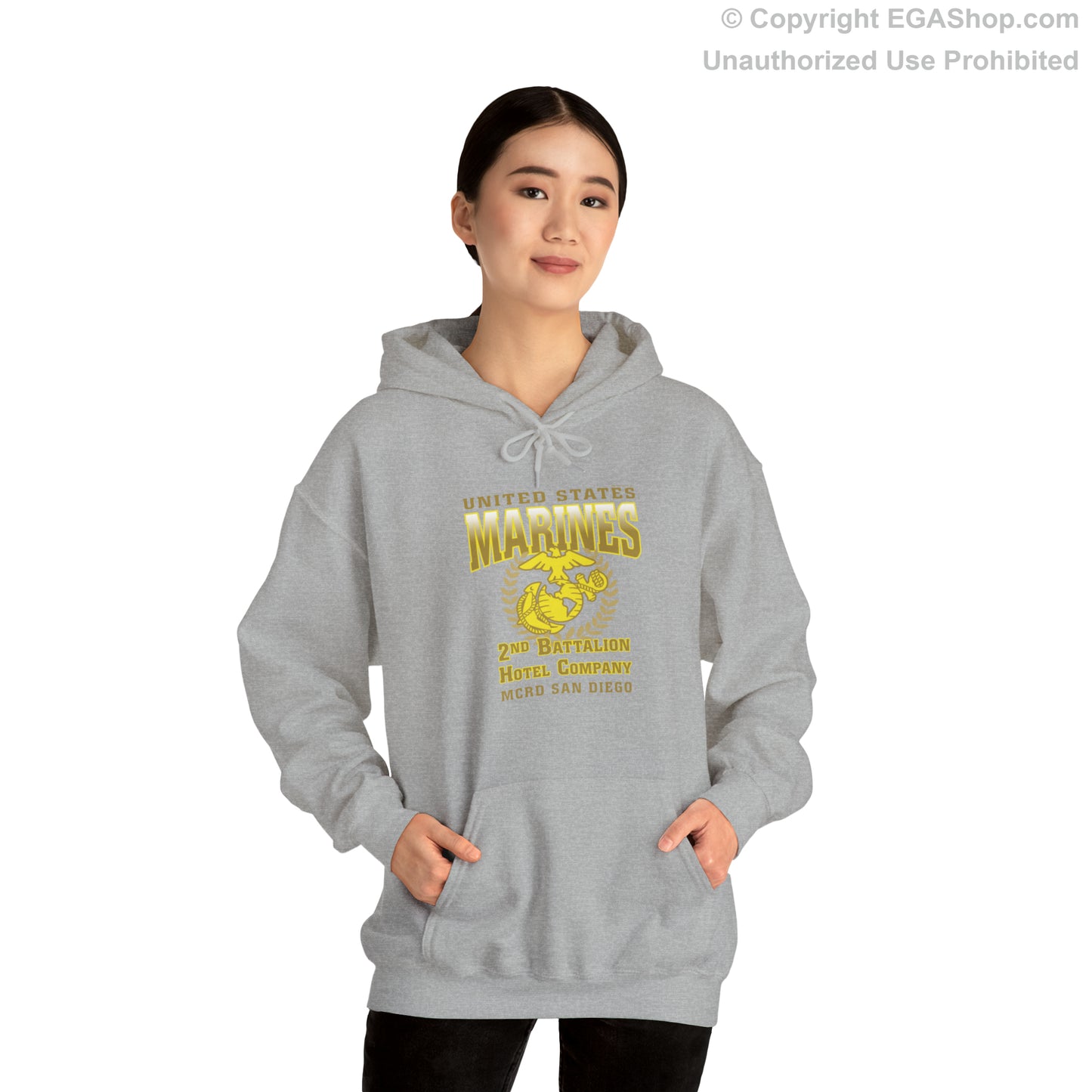 Hoodie: Hotel Co. MCRD Parris Island (EGA + Back Proud Family)