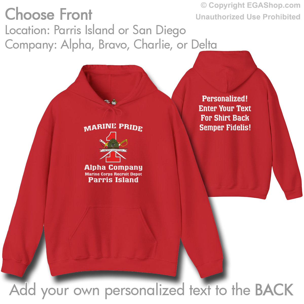 1st Btn CREST Choose Company & Personalized Back (Hoodie)