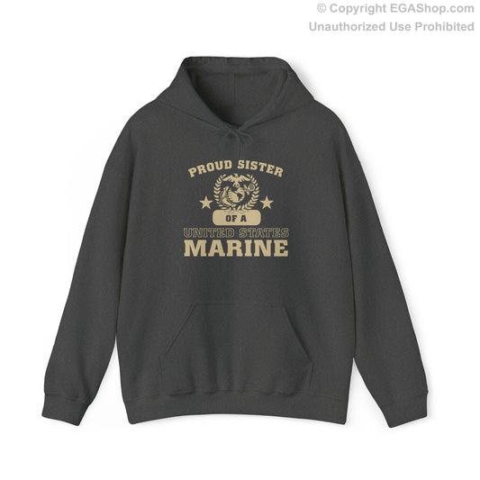 Hoodie: Proud Sister of a Marine (Varsity Style, Color Choices)