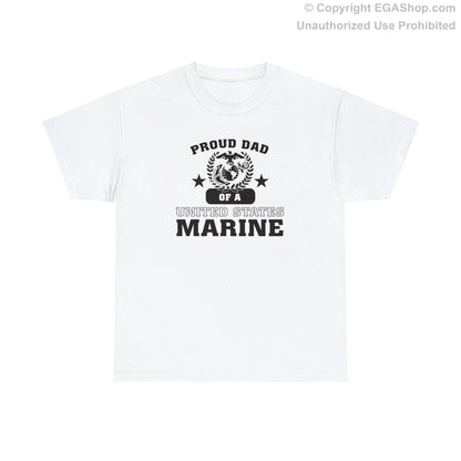 T-Shirt: Proud Dad of a Marine (Varsity Style, Color Choices)