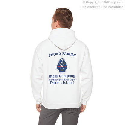 Hoodie: India Co. MCRD Parris Island (3rd Battalion Crest on BACK)