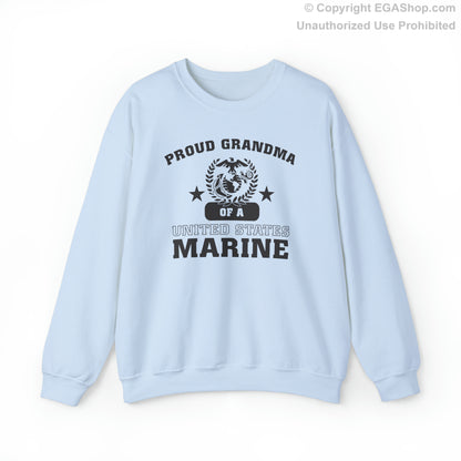 Sweatshirt: Proud Grandma of a Marine (Varsity Style, Color Choices)