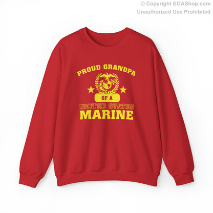 Sweatshirt: Proud Grandpa of a Marine (Varsity Style, Color Choices)