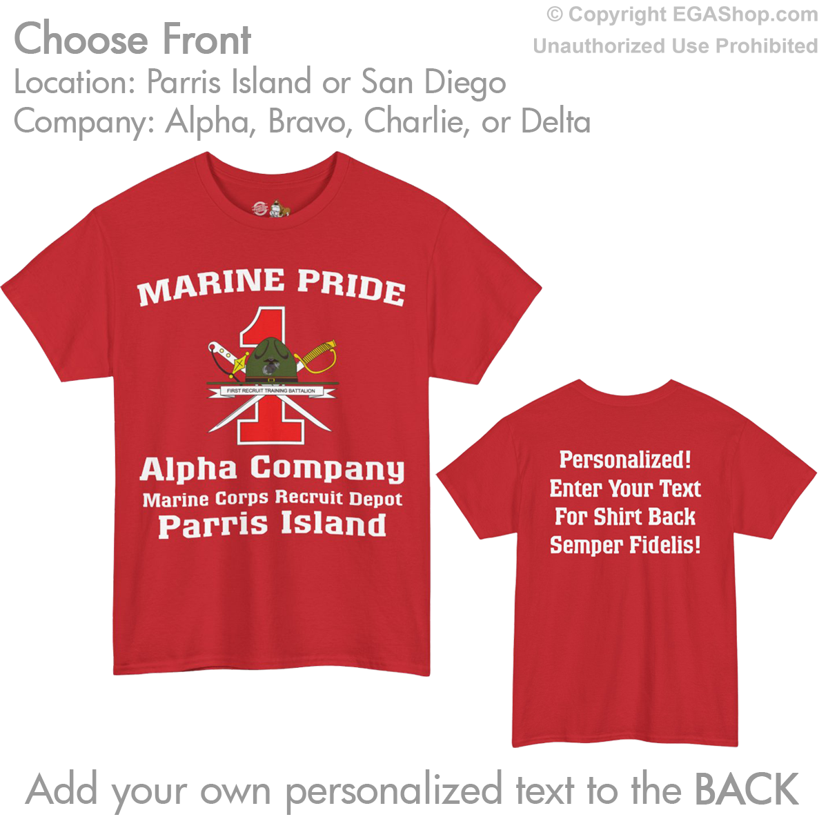 1st Btn CREST Choose Company & Personalized Back (T-Shirt)