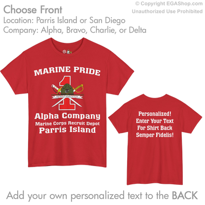 1st Btn CREST Choose Company & Personalized Back (T-Shirt)