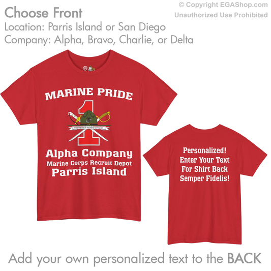 1st Btn CREST Choose Company & Personalized Back (T-Shirt)