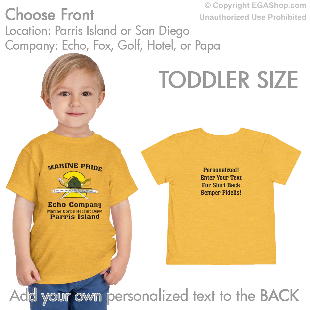 2nd Btn CREST Choose Company & Personalized Back (TODDLER T-Shirt)