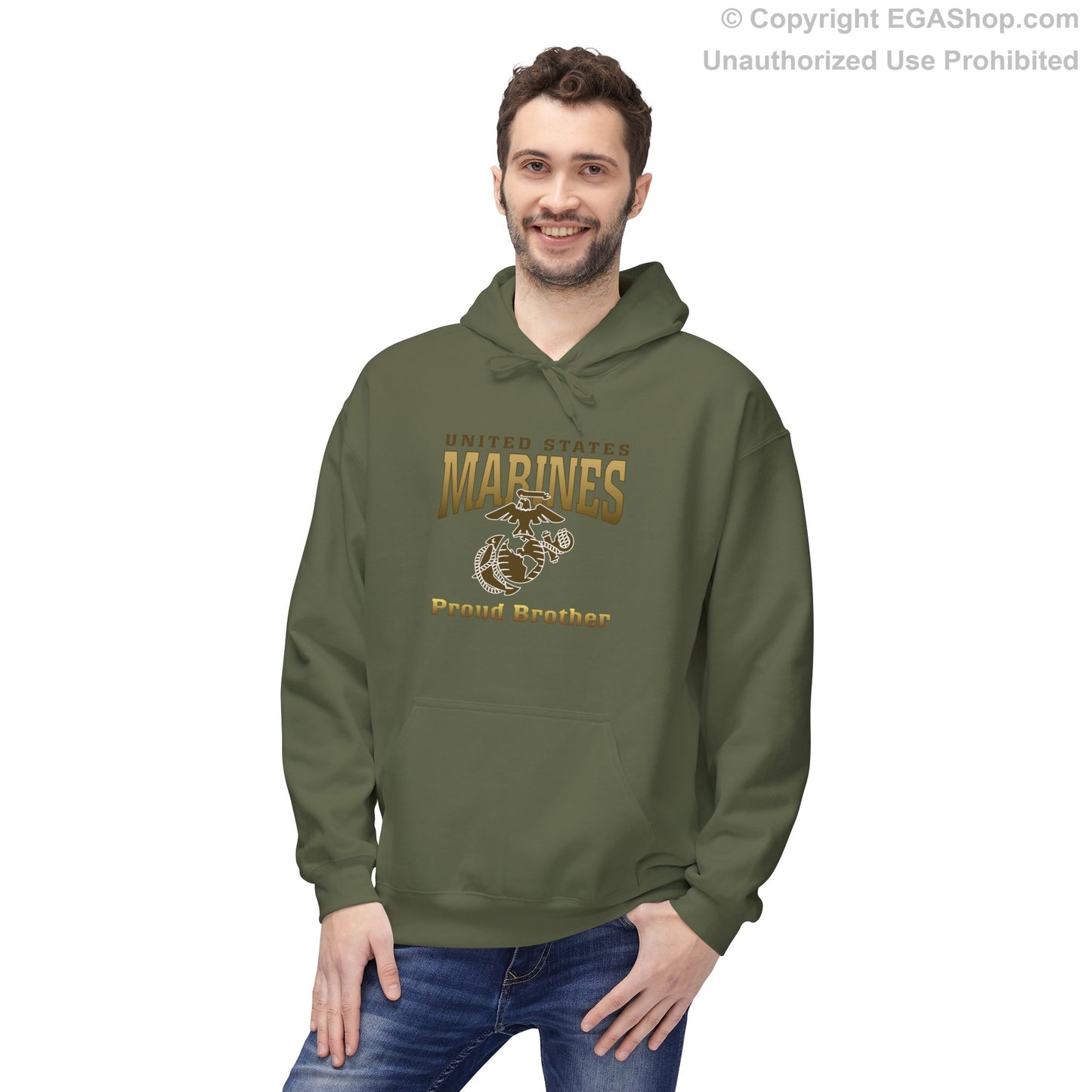 Hoodie Midweight Softstyle: United States Marines Proud Brother