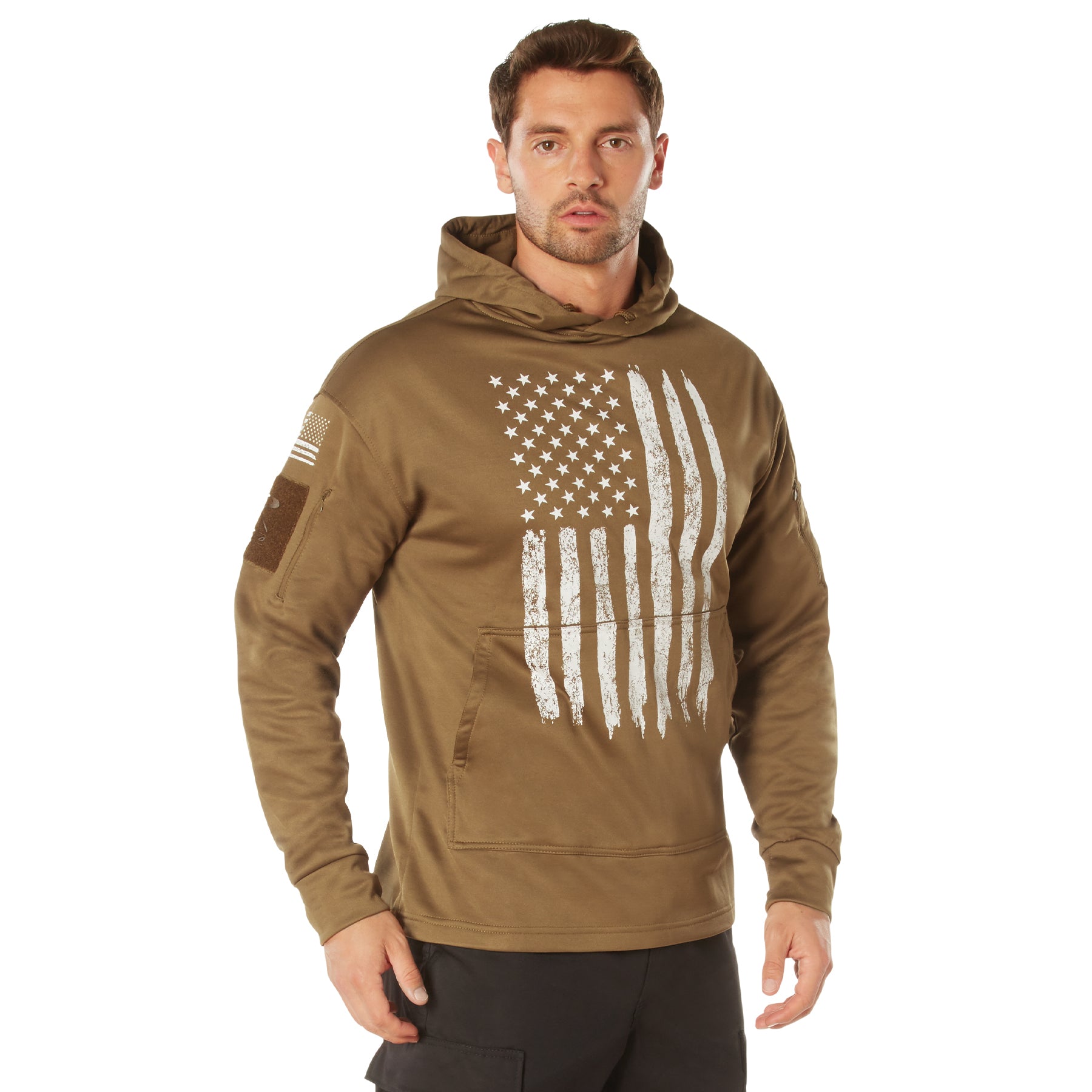 U.S. Flag Concealed Carry Hoodie Coyote Brown