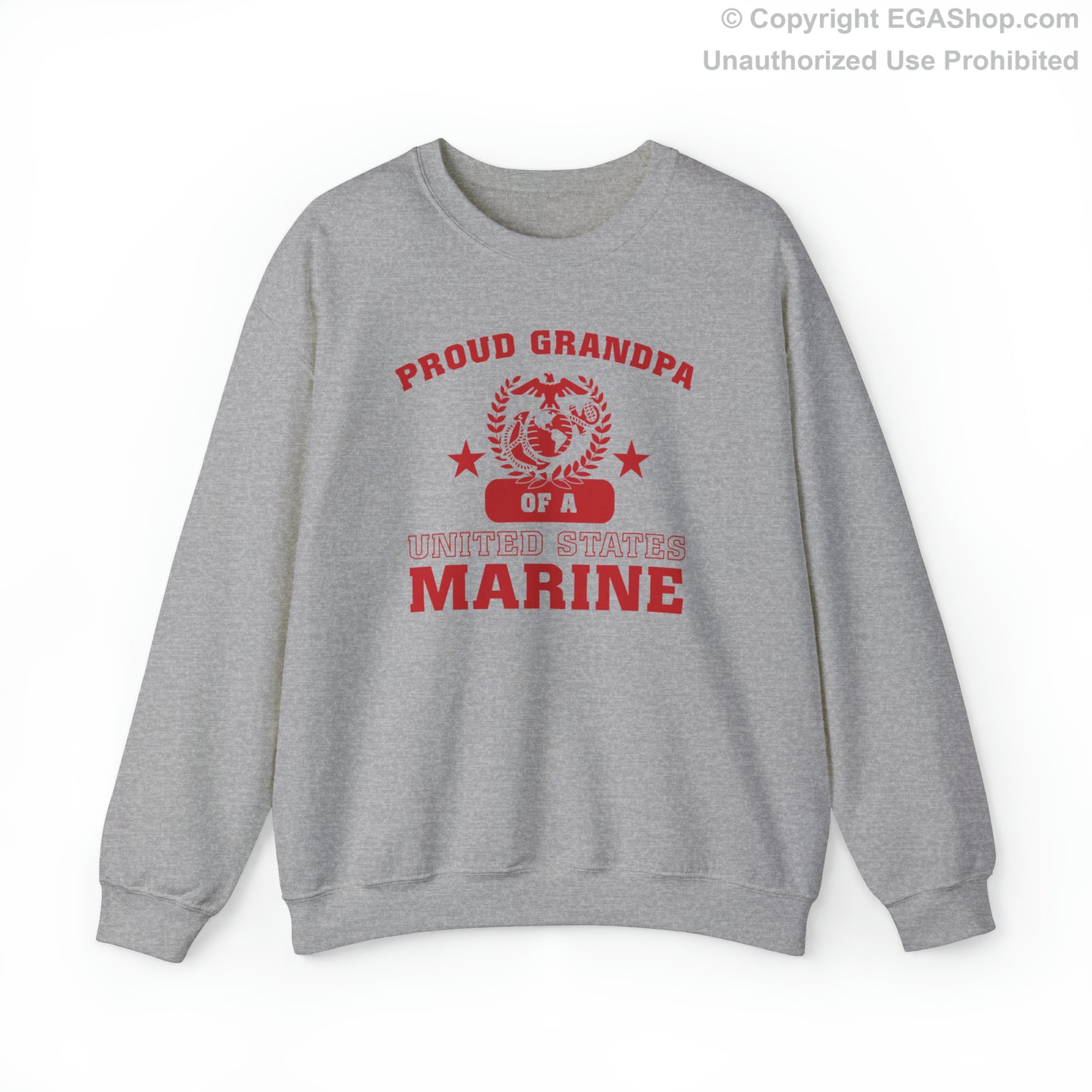 Sweatshirt: Proud Grandpa of a Marine (Varsity Style, Color Choices)