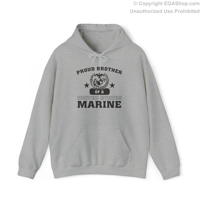 Hoodie: Proud Brother of a Marine (Varsity Style, Color Choices)