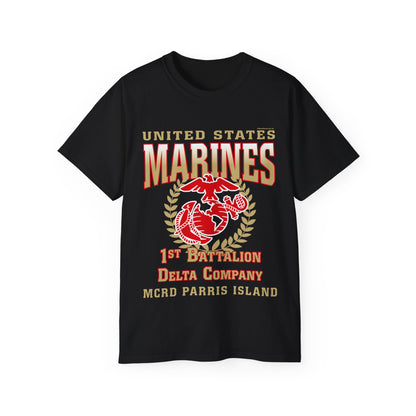 T-Shirt: Delta Co. MCRD Parris Island (EGA + Back Proud Family)