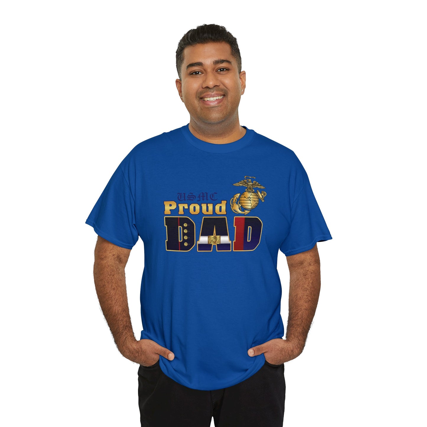 T-Shirt: Dress Blue Proud Dad (Your Choice of Colors)