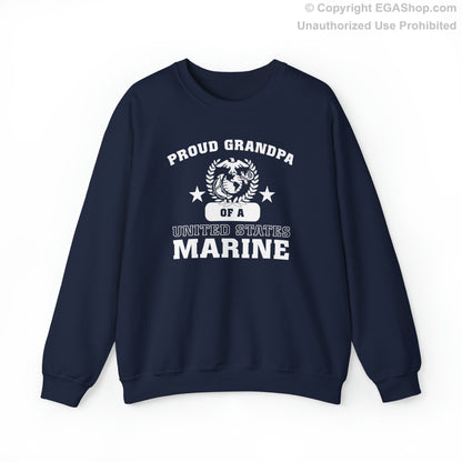 Sweatshirt: Proud Grandpa of a Marine (Varsity Style, Color Choices)