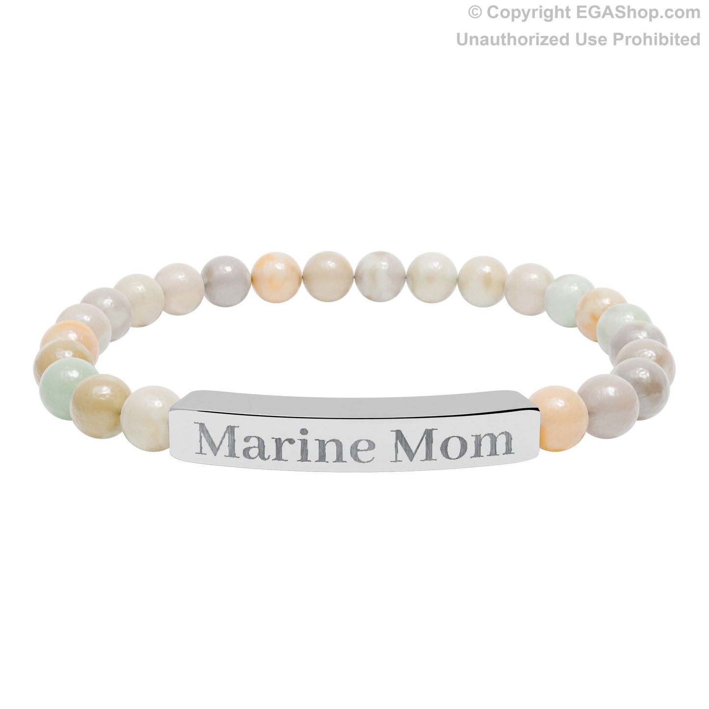 Marine Mom Natural Stone Bead Bracelet