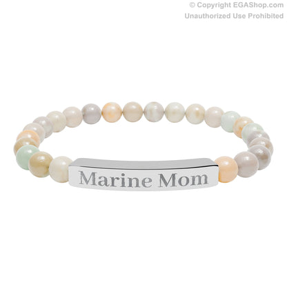 Marine Mom Natural Stone Bead Bracelet