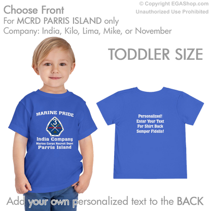 3rd Btn Parris Island CREST Choose Company & Personalized Back (TODDLER T-Shirt)