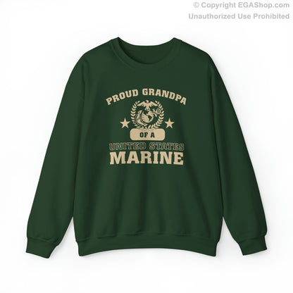 Sweatshirt: Proud Grandpa of a Marine (Varsity Style, Color Choices)