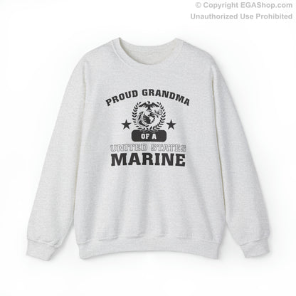 Sweatshirt: Proud Grandma of a Marine (Varsity Style, Color Choices)