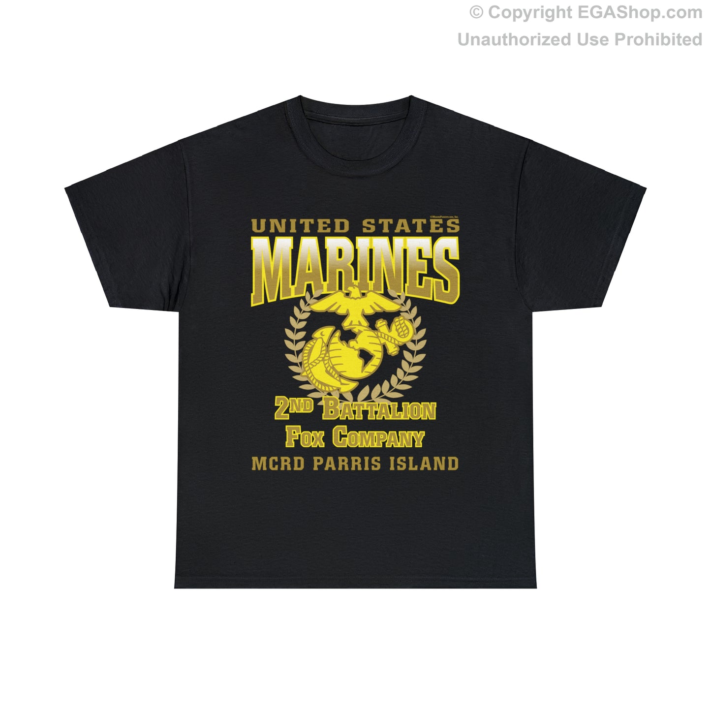 T-Shirt: Fox Co. MCRD Parris Island (EGA + Back Proud Family)