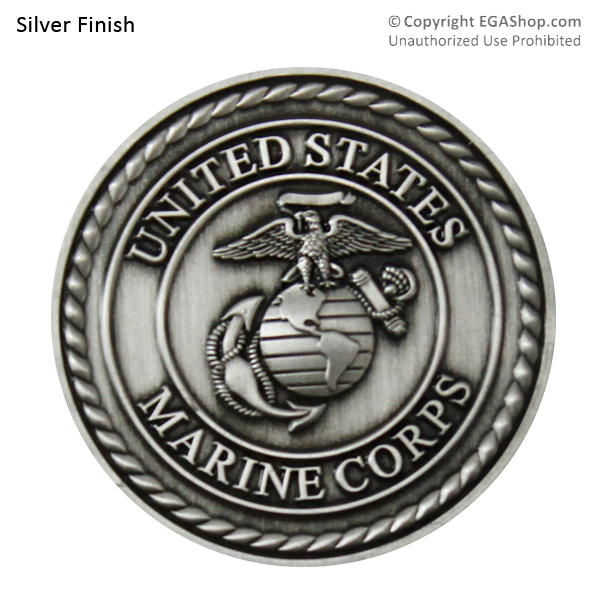 Achievement Coin, Silver: Custom Engraved Marine Corps Coin