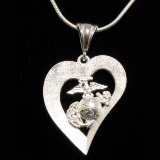 Necklace, Heart Marine Eagle, Globe, Anchor