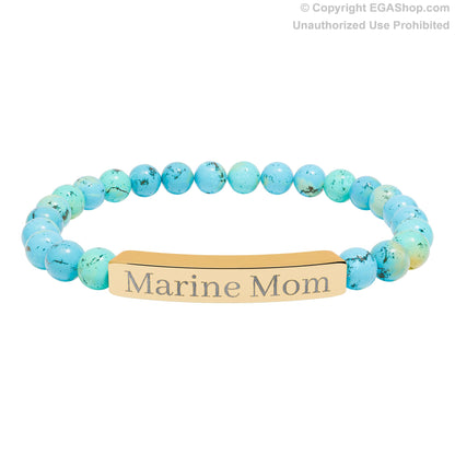 Marine Mom Natural Stone Bead Bracelet