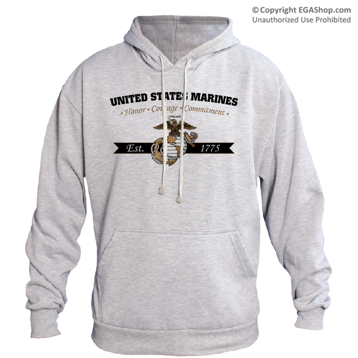 Hoodie: Honor, Courage, Commitment - Gold