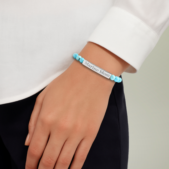 Marine Mom Natural Stone Bead Bracelet