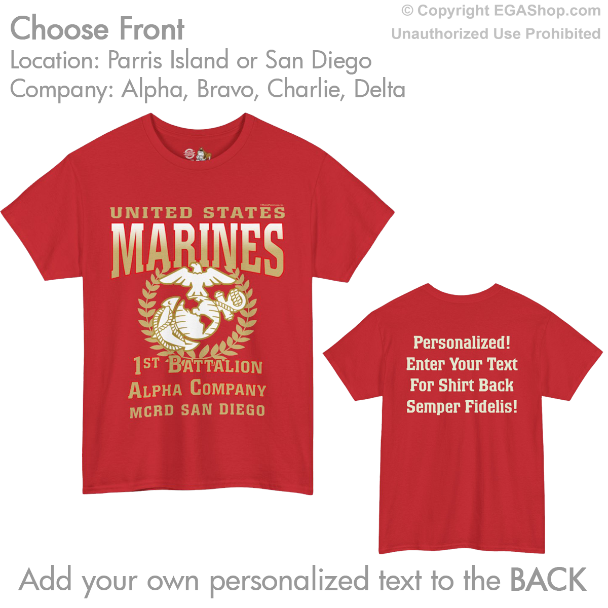 1st Btn Choose Company & Personalized Back (T-Shirt)