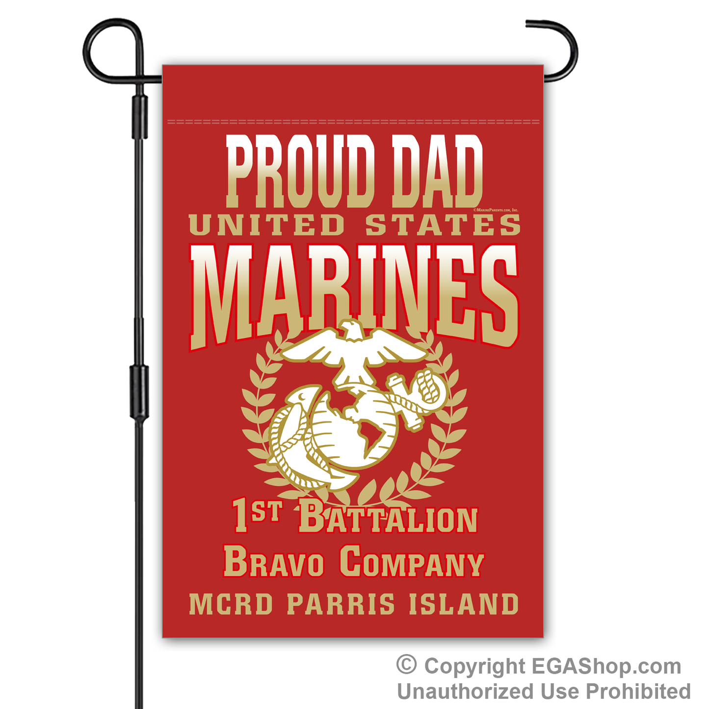 Garden Flag: Bravo Proud Family, Mom, Dad (Parris Island)