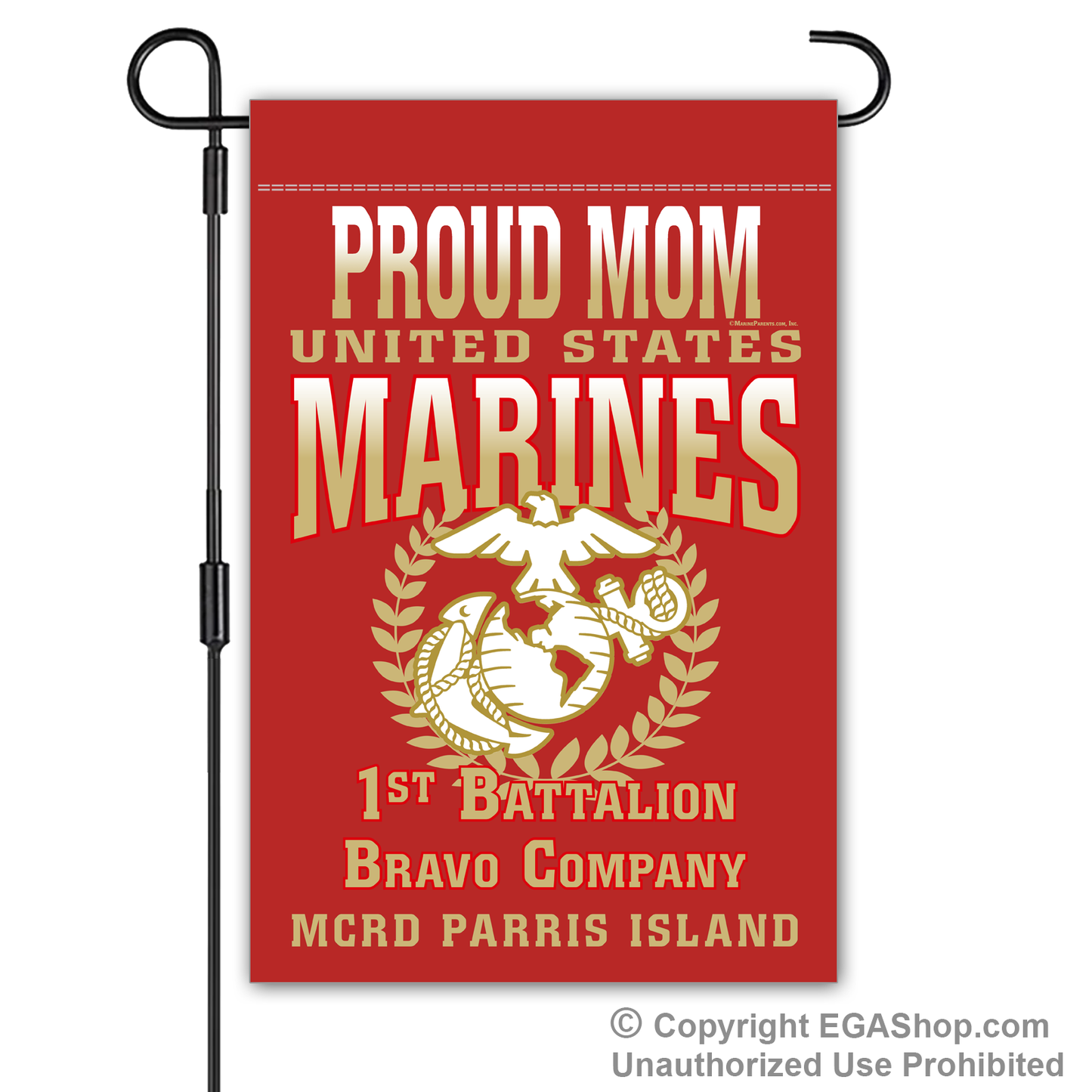 Garden Flag: Bravo Proud Family, Mom, Dad (Parris Island)