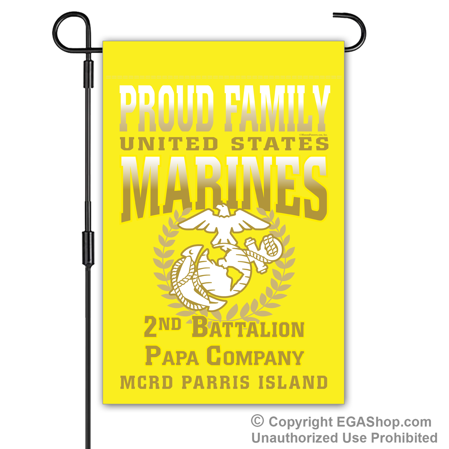 Garden Flag: Papa Proud Family, Mom, Dad (Parris Island)