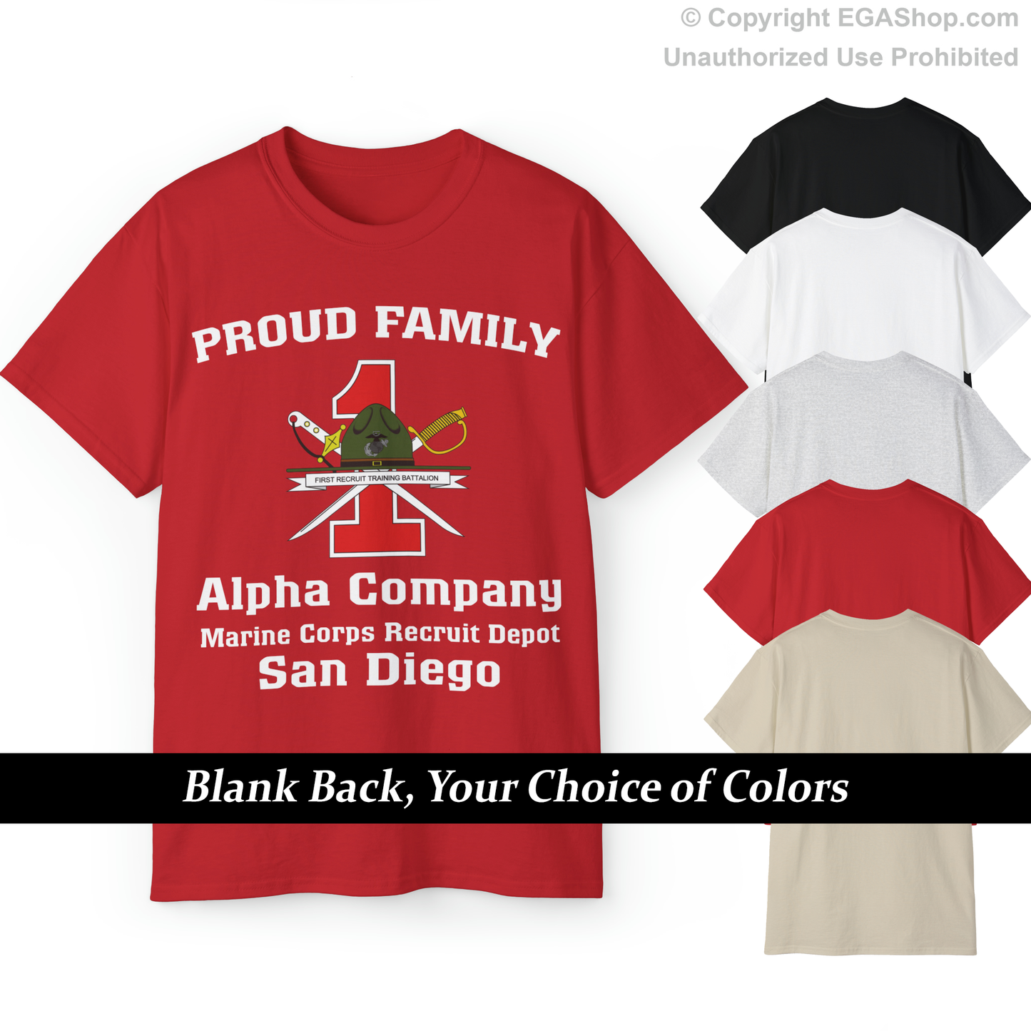 T-Shirt: Alpha Co. MCRD San Diego (1st Battalion Crest)