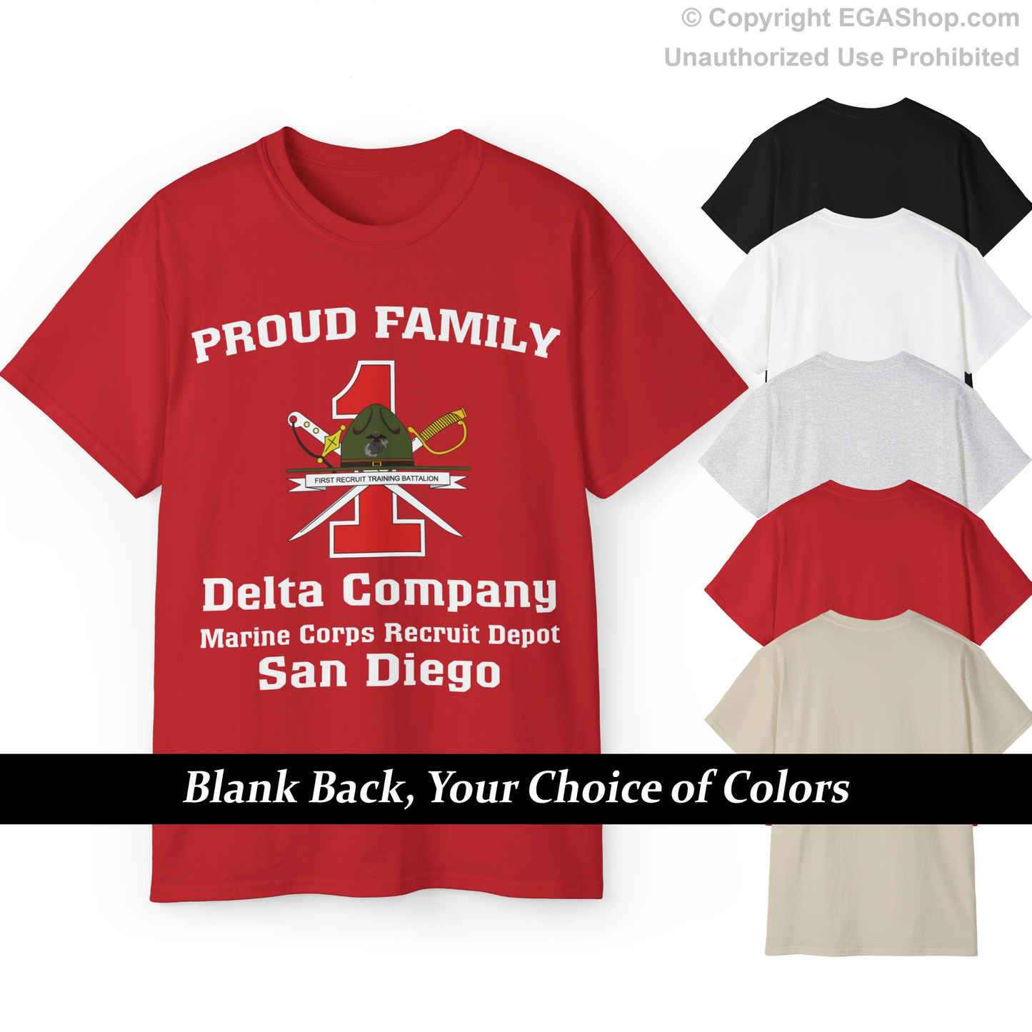 T-Shirt: Delta Co. MCRD San Diego (1st Battalion Crest)