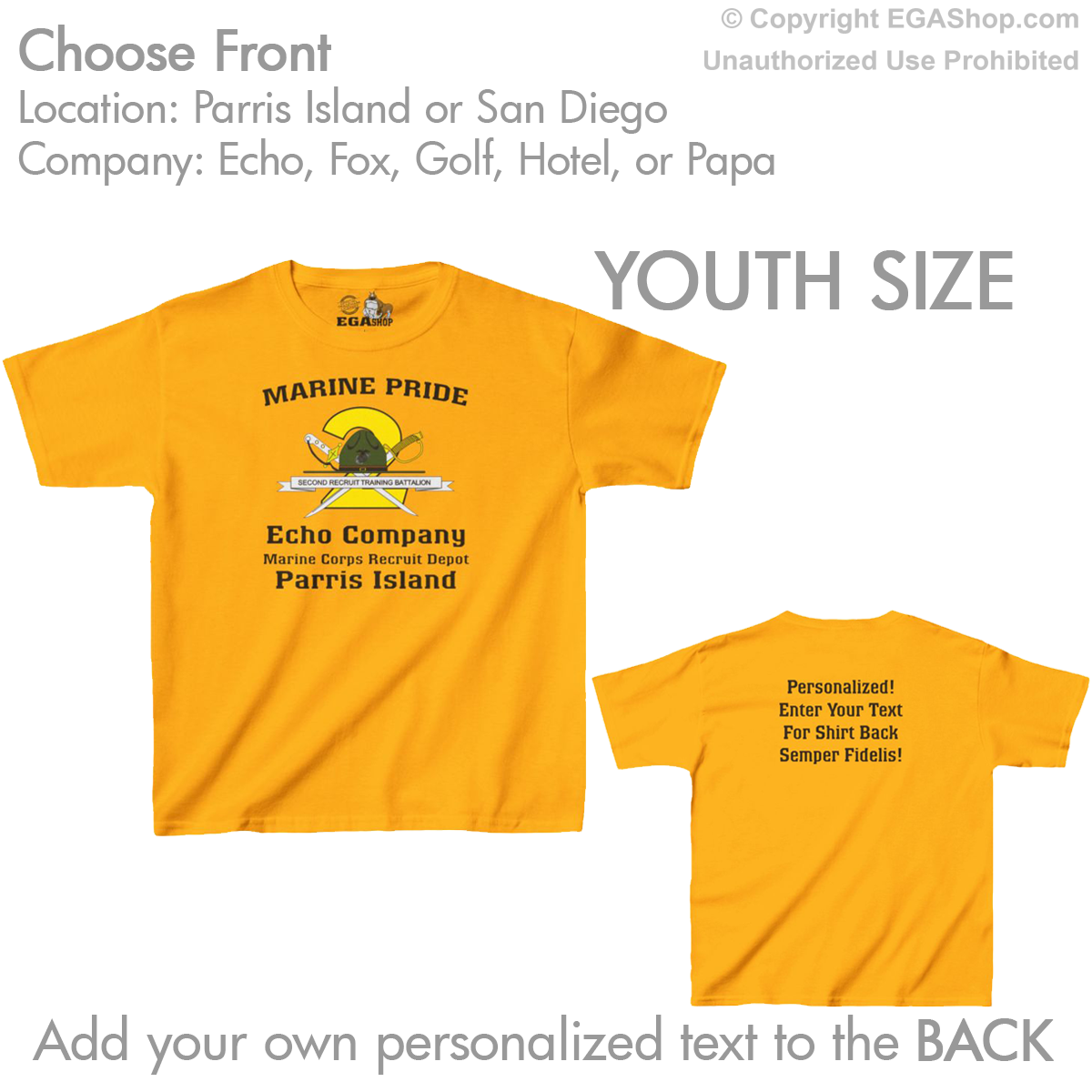 2nd Btn CREST Choose Company & Personalized Back (YOUTH T-Shirt)