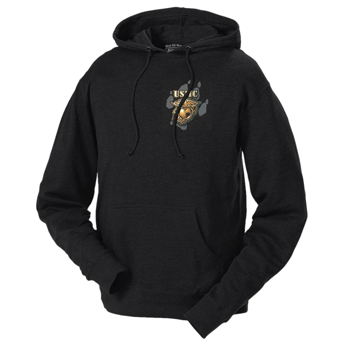 Hoodie: Marine Corps Bulldog, Black Hoodie (Clearance)