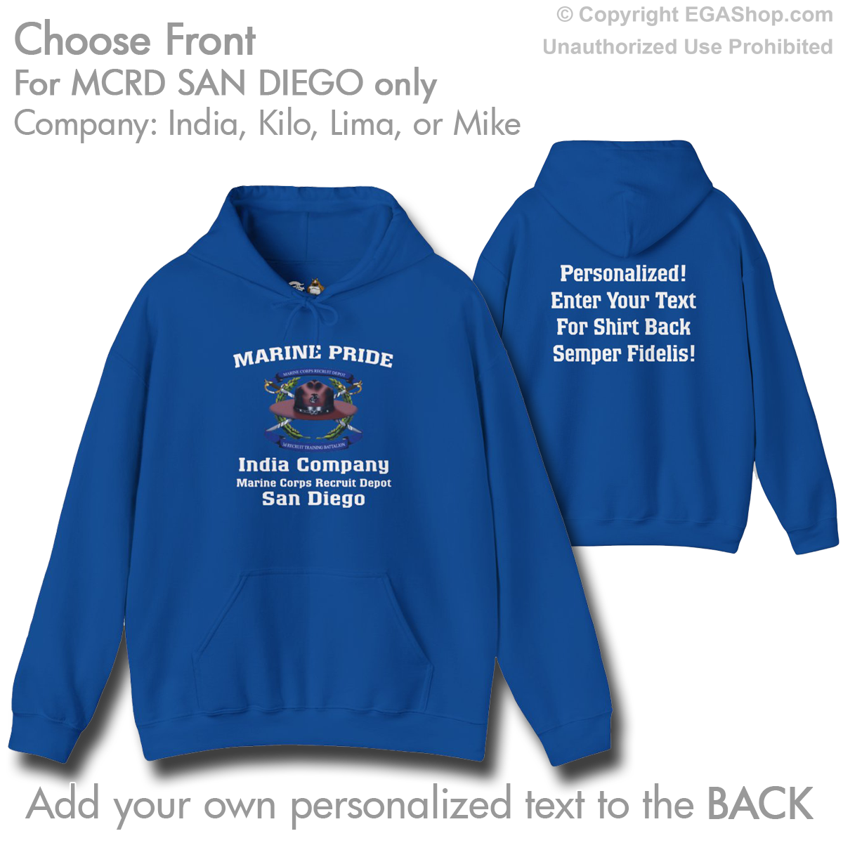 3rd Btn San Diego CREST Choose Company & Personalized Back (Hoodie)