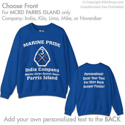 3rd Btn Parris Island CREST Choose Company & Personalized Back (Sweatshirt)